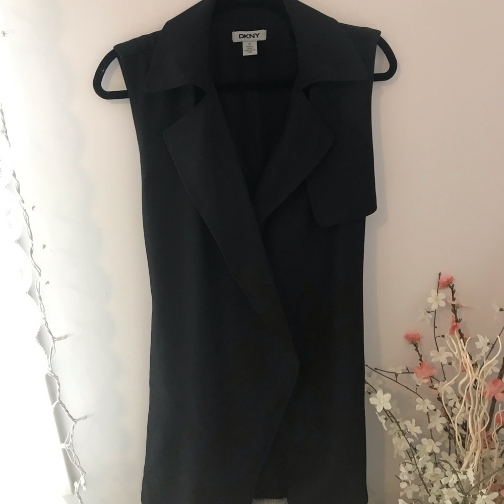 Size XS DKNY Black Dress Vest w/ Tie-Back